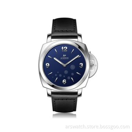 New arrival stainless steel watches for men, brown real leather strap, Swiss movement